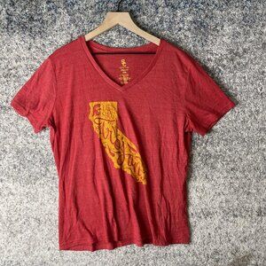 USC Trojans Shirt Womens 2XL Red NCAA Football V-Neck Graphic‎ Short Sleeve Tee